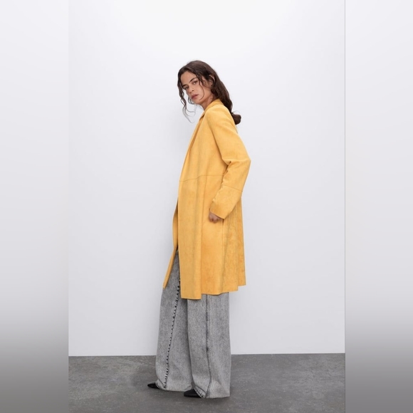 ZARA Women Long Faux Suede Coat NWOT/size S - Picture 2 of 7